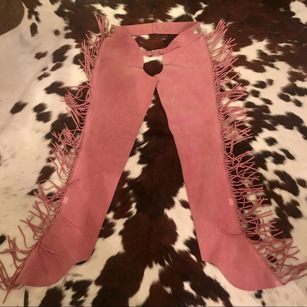 WHITMAN SUEDE PINK COWBOY RIDING HORSE SHOW CHAPS